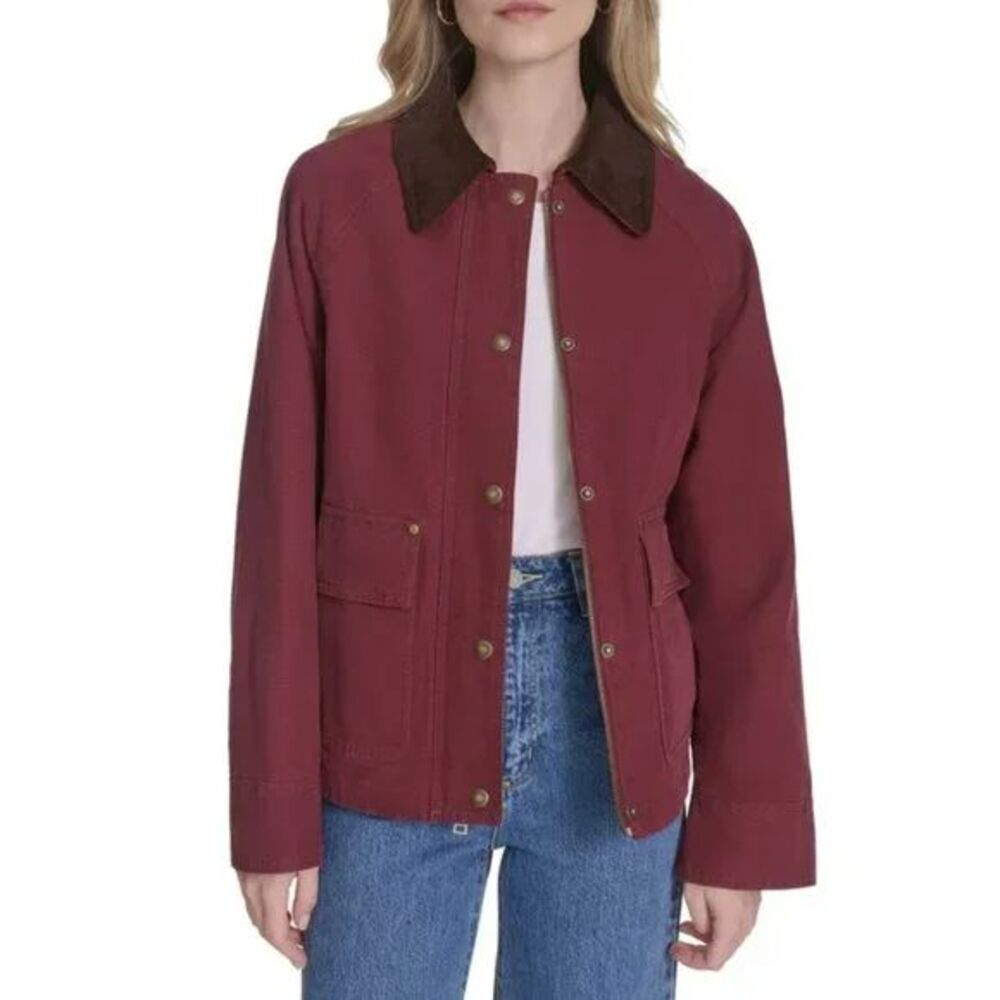 Levis Chore Jacket Womens Red Canvas Lightweight Utility Barn Jacket - Picture 3 of 7